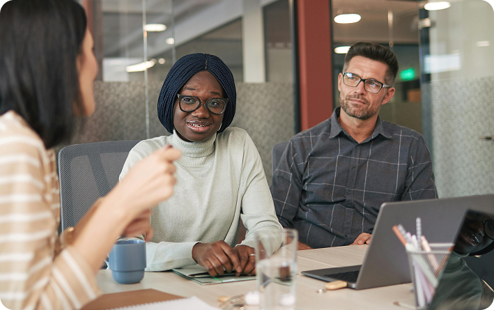 Professional collaborating in a workplace meeting